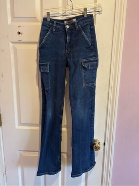 Dark Indigo Women's Boot Cut Cargo Jeans